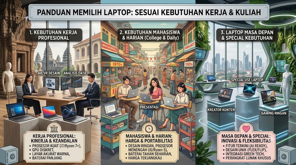 Cara Memilih Laptop Sesuai Kebutuhan Kerja dan Kuliah